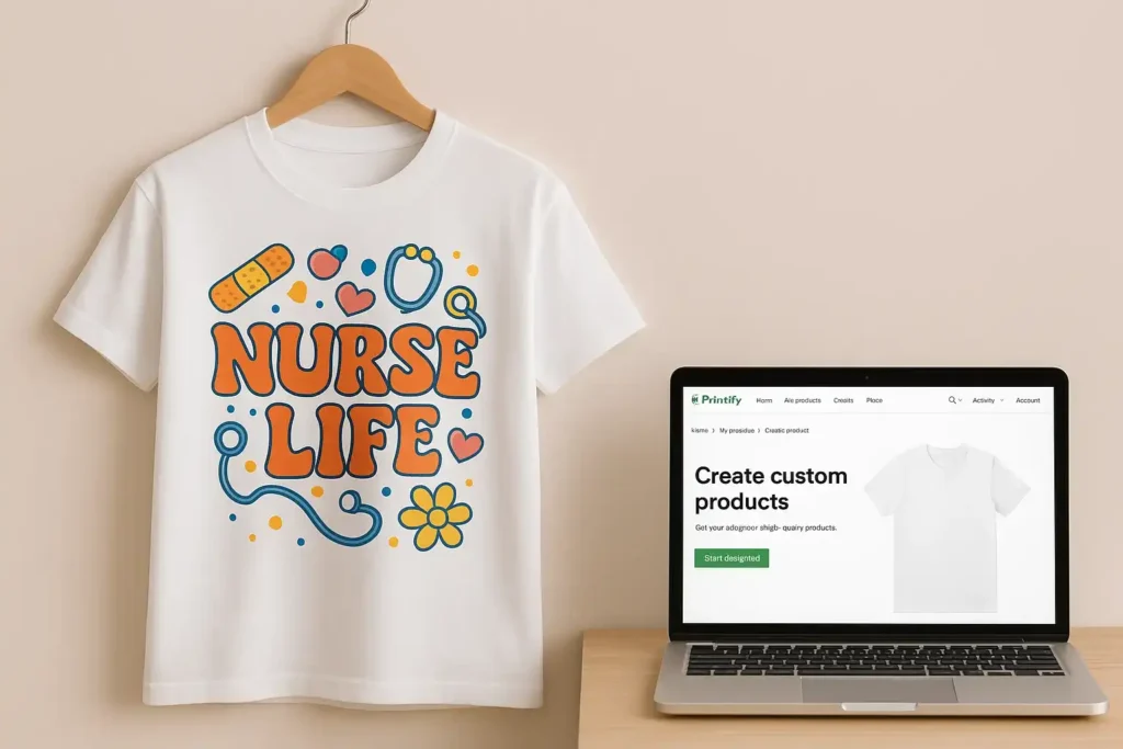 Nurse-themed T-shirt for print-on-demand passive income