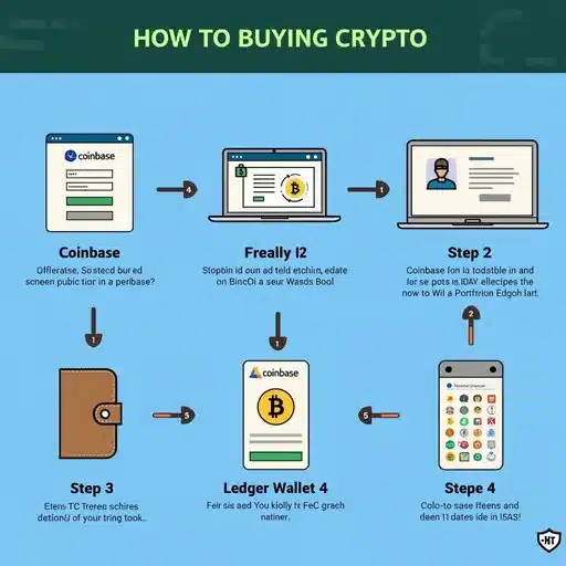 Step-by-step visual guide to buying and storing cryptocurrency in the US.