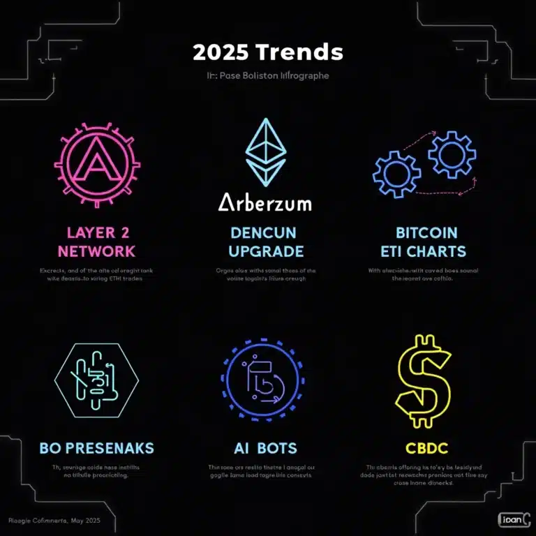 Infographic of top cryptocurrency trends to watch in 2025.