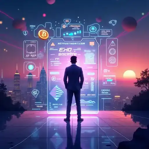 Futuristic investor with a holographic dashboard showing 'Invest1now.com Cryptocurrency,' featuring Bitcoin, Ethereum, and blockchain icons in a 2025 digital cityscape.
