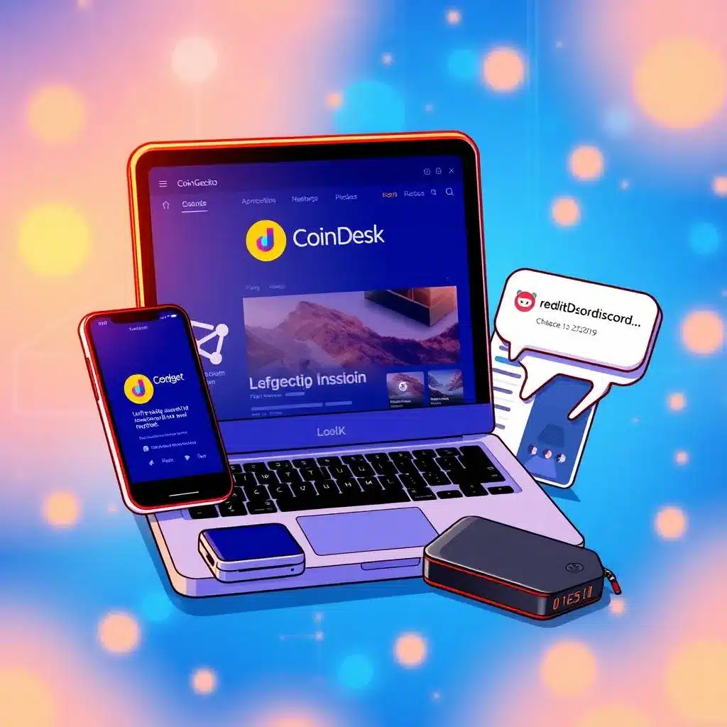 Graphic of essential crypto tools including apps, wallets, and communities.