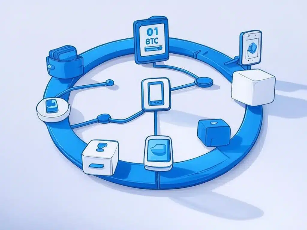 Flowchart showing the process of a cryptocurrency transaction from wallet to blockchain